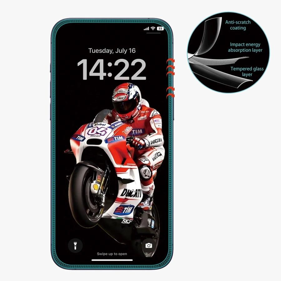 Защитное стекло с силиконовым краем Anank 2.5D Anti-Crack для iPhone 16 Pro Max (2003210)