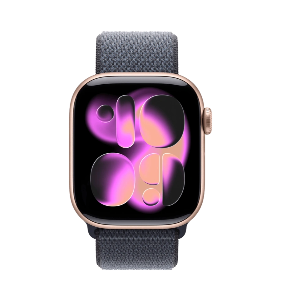 Apple Watch Series 11 GPS 42mm Rose Gold Aluminium Case with Anchor Blue Sport Loop (MEW24+MFFC4)
