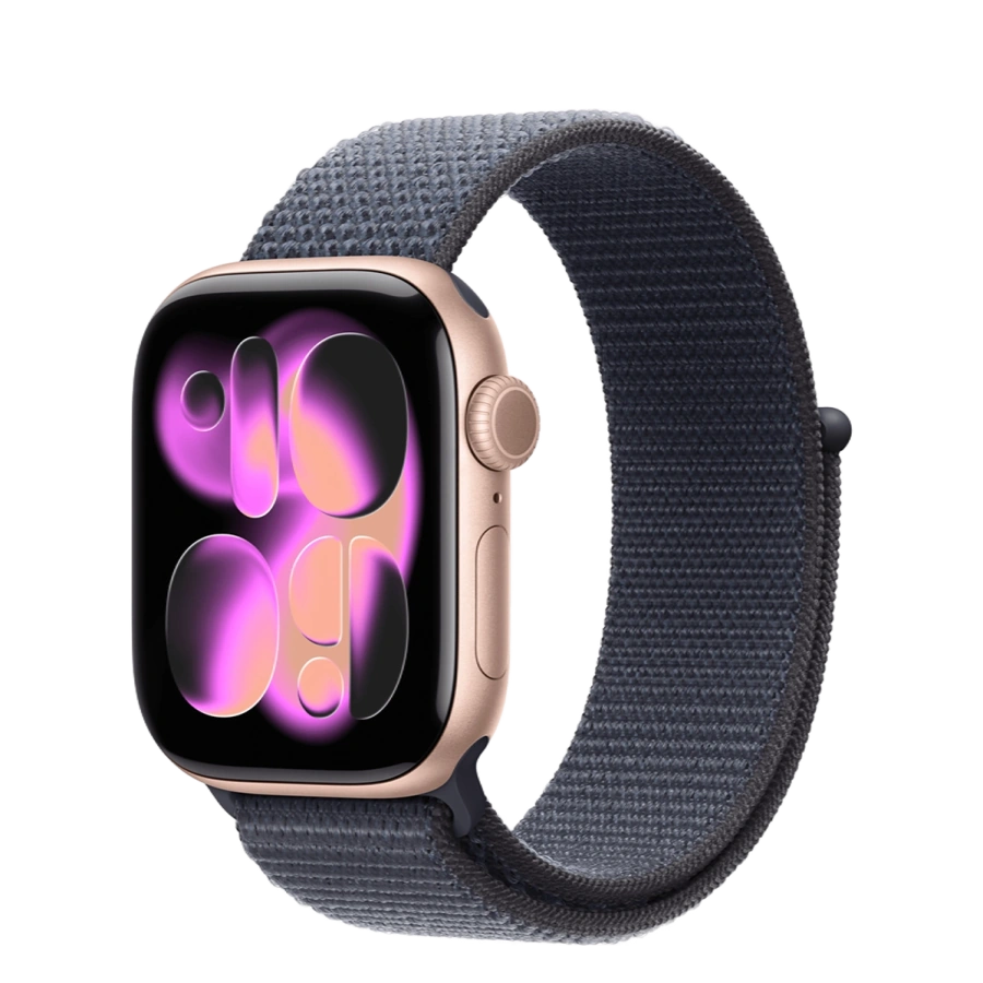 Apple Watch Series 11 GPS 42mm Rose Gold Aluminium Case with Anchor Blue Sport Loop (MEW24+MFFC4)