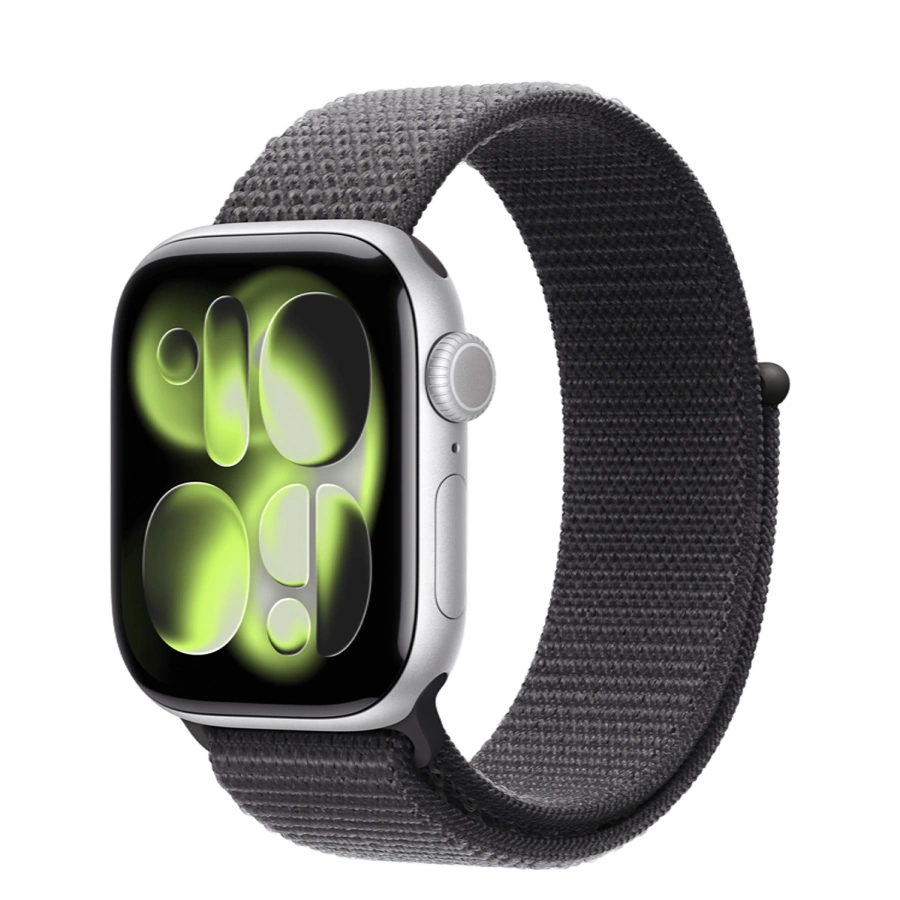 Apple Watch Series 11 GPS 42mm Silver Aluminum Case with Dark Grey Sport Loop (MEW34+MFFG4)