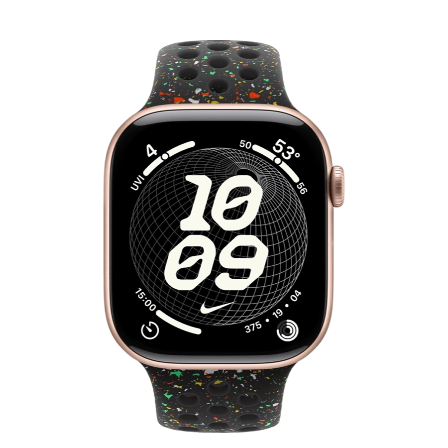 Apple Watch Series 11 GPS 46mm Rose Gold Aluminum Case with Midnight Black Nike Sport Band - M/L (MEWA4+MGC34)