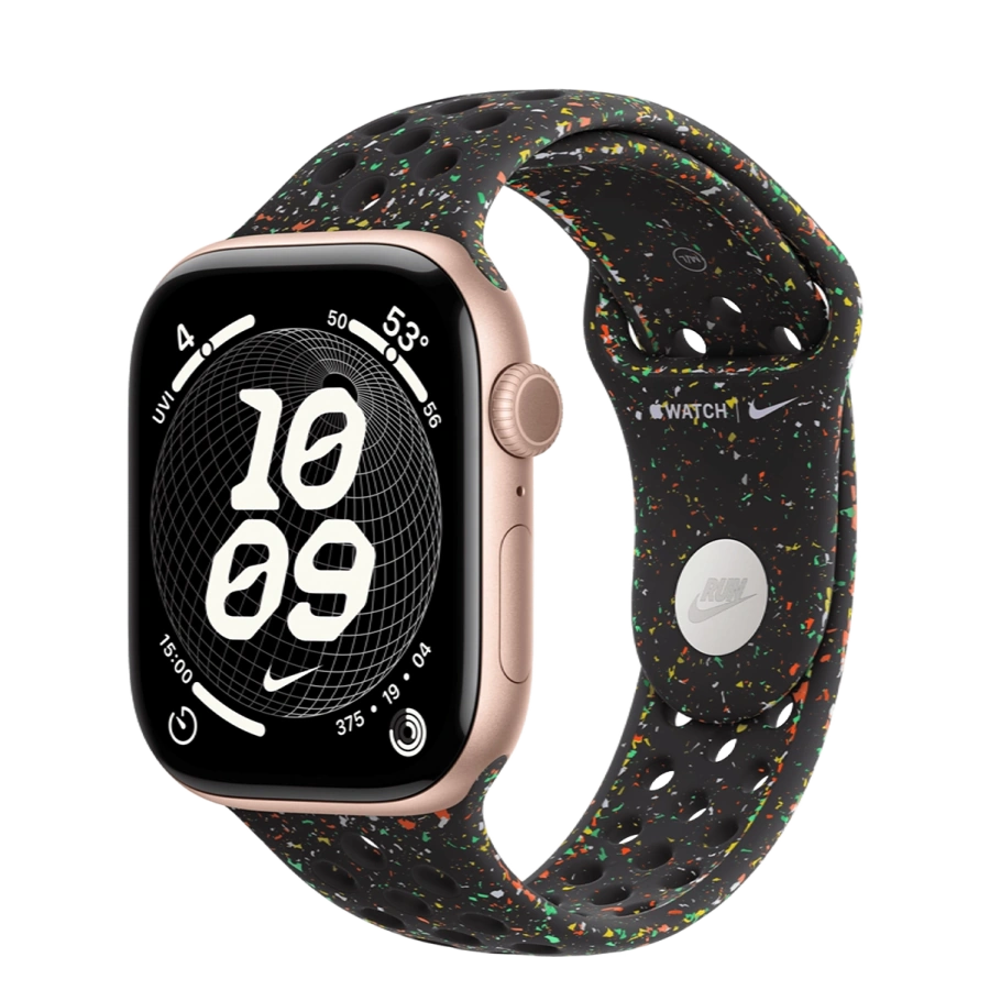 Apple Watch Series 11 GPS 46mm Rose Gold Aluminum Case with Midnight Black Nike Sport Band - M/L (MEWA4+MGC34)