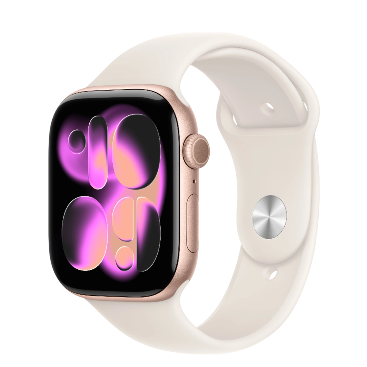 Apple Watch Series 11 GPS 46mm Rose Gold Aluminum Case with Starlight Sport Band - M/L (MEWA4+MXM73)