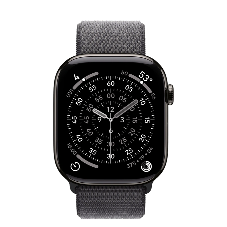 Apple Watch Series 11 GPS + Cellular 46mm Slate Titanium Case with Dark Grey Sport Loop (MFC14+MFFM4)