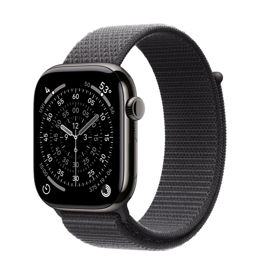 Apple Watch Series 11 GPS + Cellular 46mm Slate Titanium Case with Dark Grey Sport Loop (MFC14+MFFM4)