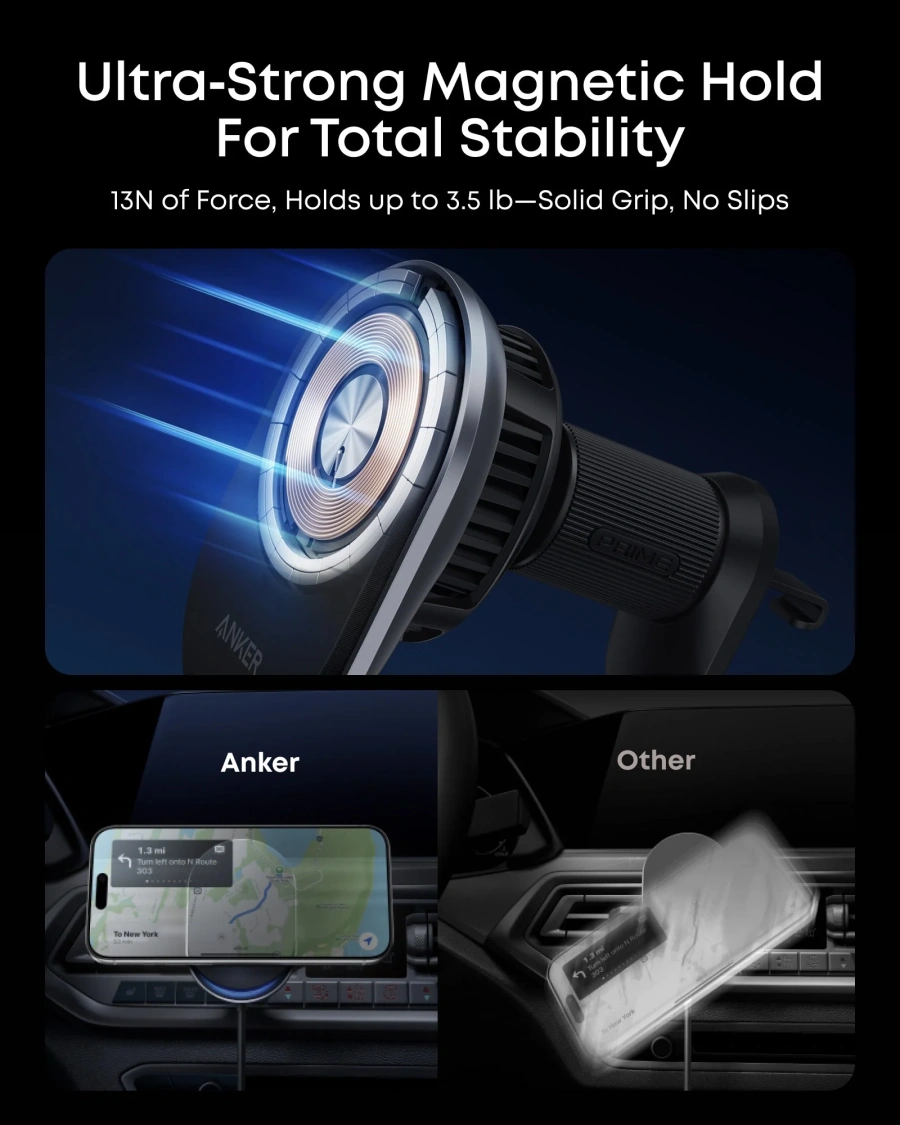 Беспроводное автомобильное зарядное устройство с охлаждением Anker Prime Wireless Car Charger 25W, Qi2, AirCool (A2933, B2933)