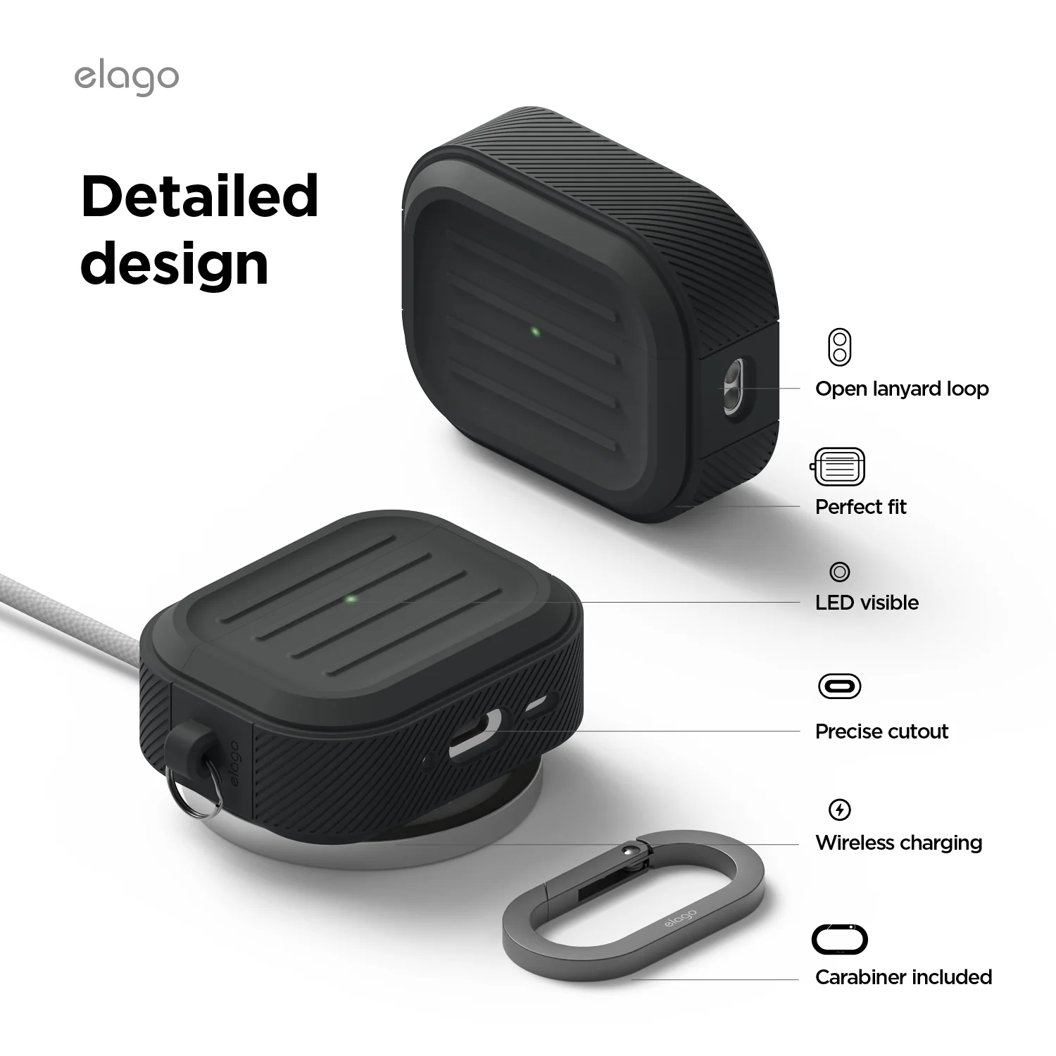 Чехол Elago Armor Hang Case for Airpods Pro 3rd Gen - Stone (EAPP3AM-HANG-ST)