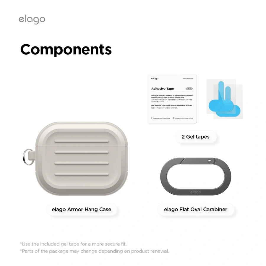 Чехол Elago Armor Hang Case for Airpods Pro 3rd Gen - Stone (EAPP3AM-HANG-ST)
