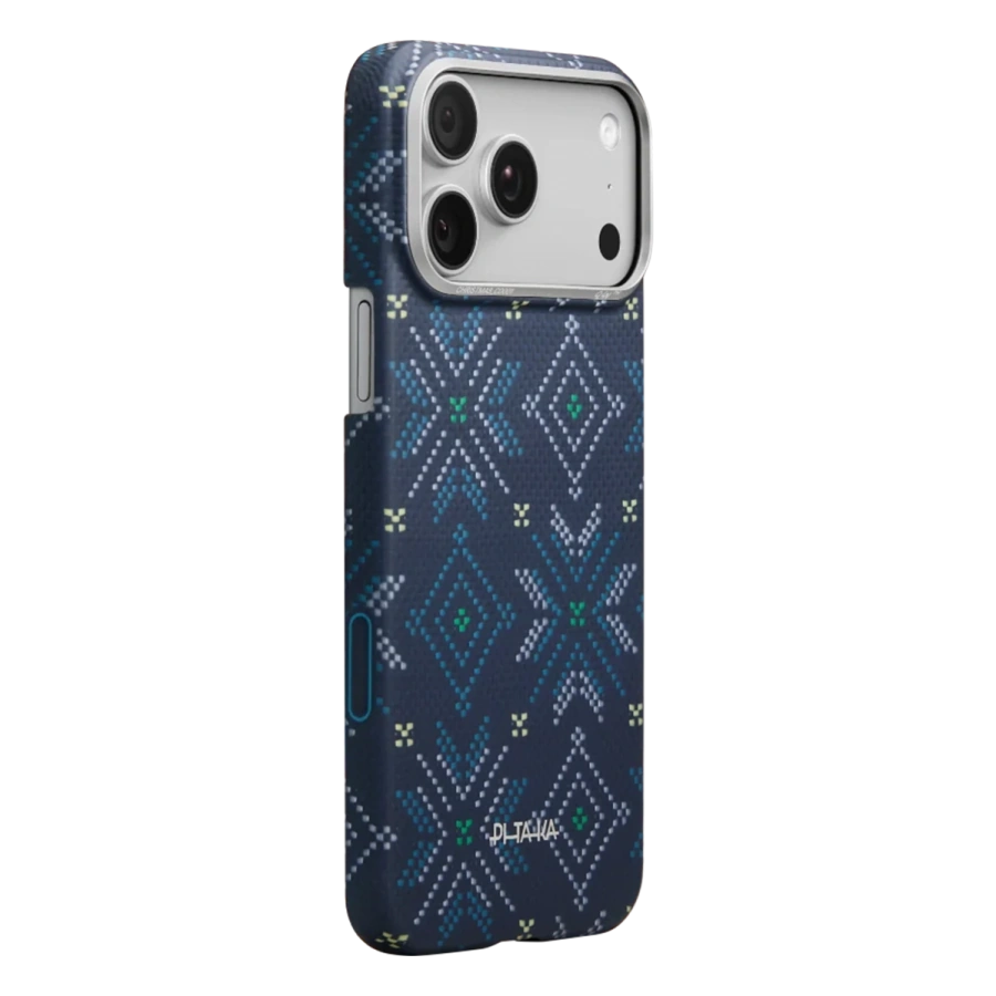 Чехол Pitaka Ultra-Slim Case with PitaTap [Threads of Winter] for iPhone 17 Pro - Navy (TWC202504)