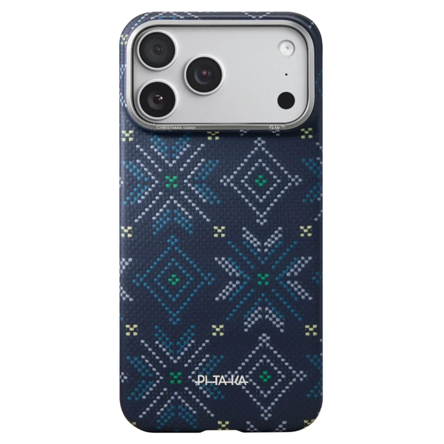 Чехол Pitaka Ultra-Slim Case with PitaTap [Threads of Winter] for iPhone 17 Pro - Navy (TWC202504)