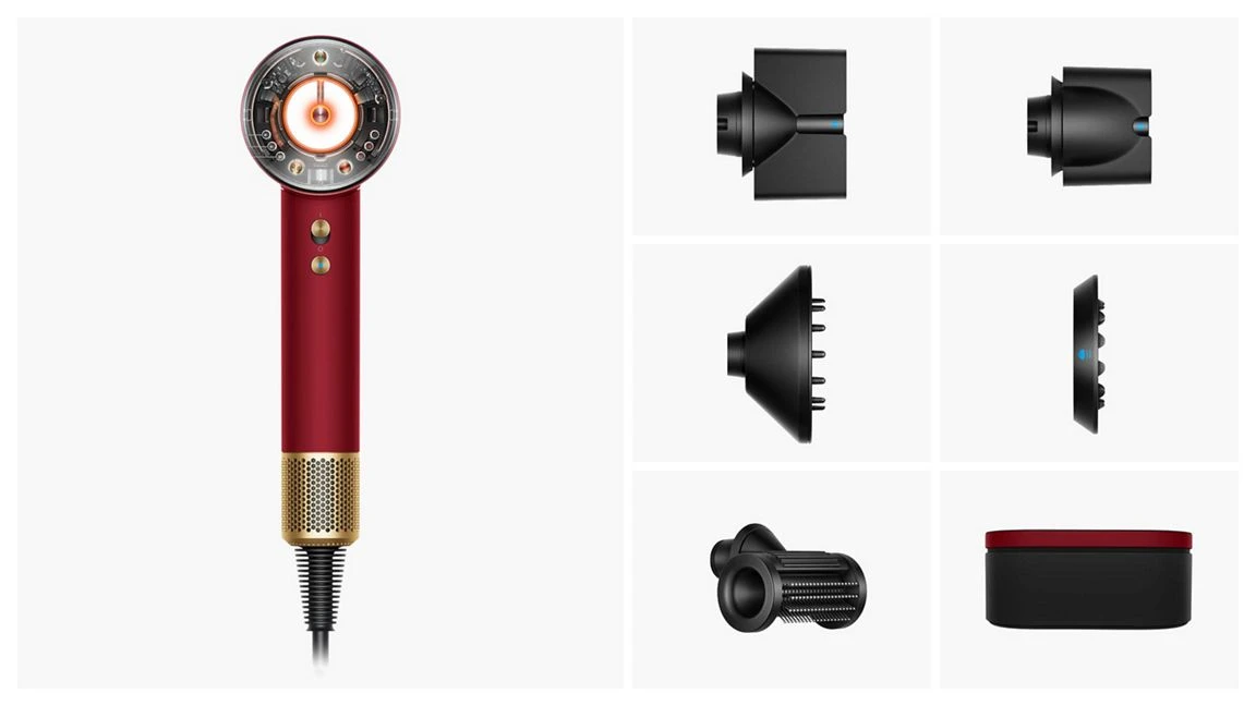 Фен для волосся Dyson Supersonic HD16 Nural Straight+Wavy - Red Velvet/Gold (493120-01) EU