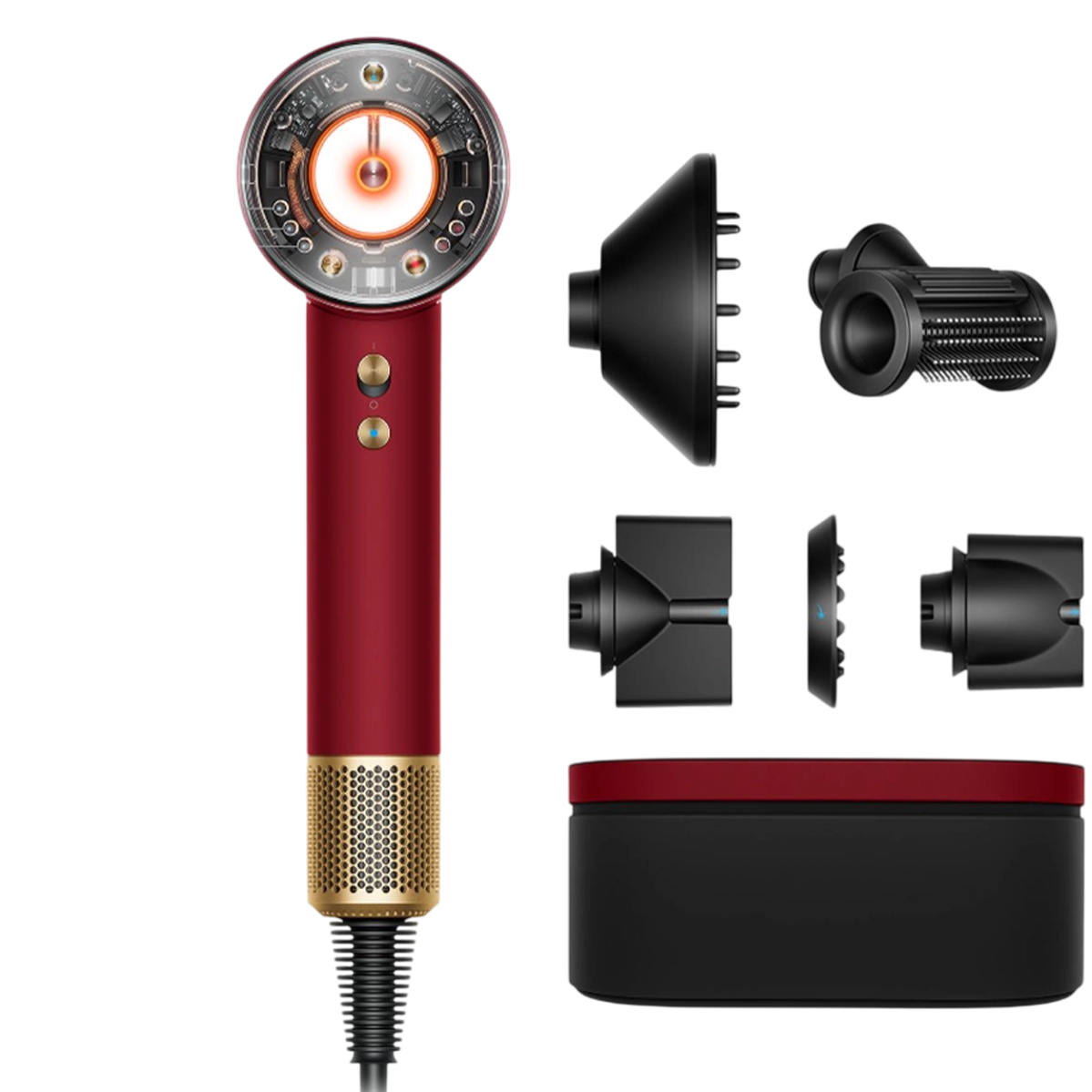 Фен для волосся Dyson Supersonic HD16 Nural Straight+Wavy - Red Velvet/Gold (493120-01) EU