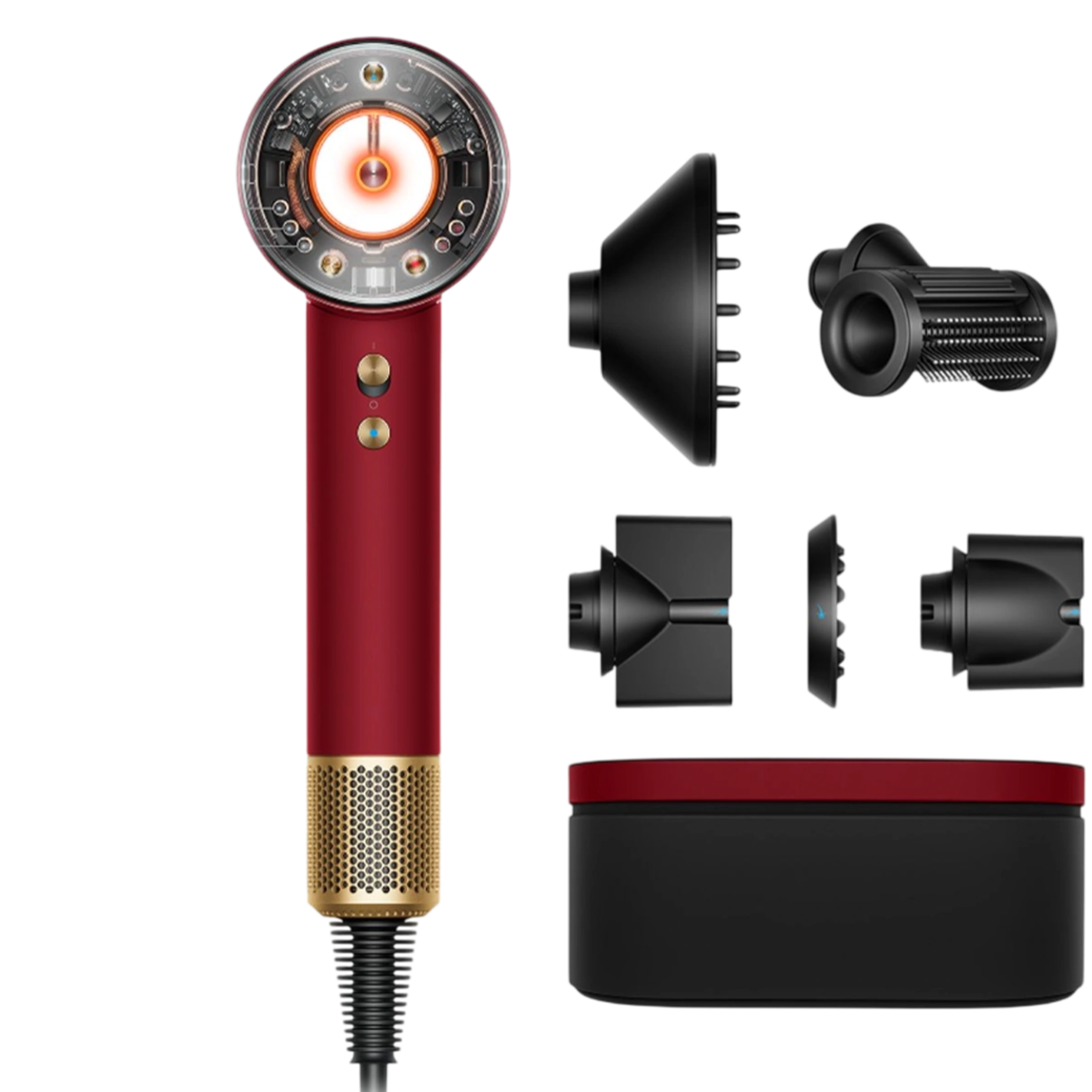 Фен для волосся Dyson Supersonic HD16 Nural Straight+Wavy - Red Velvet/Gold (493120-01) EU