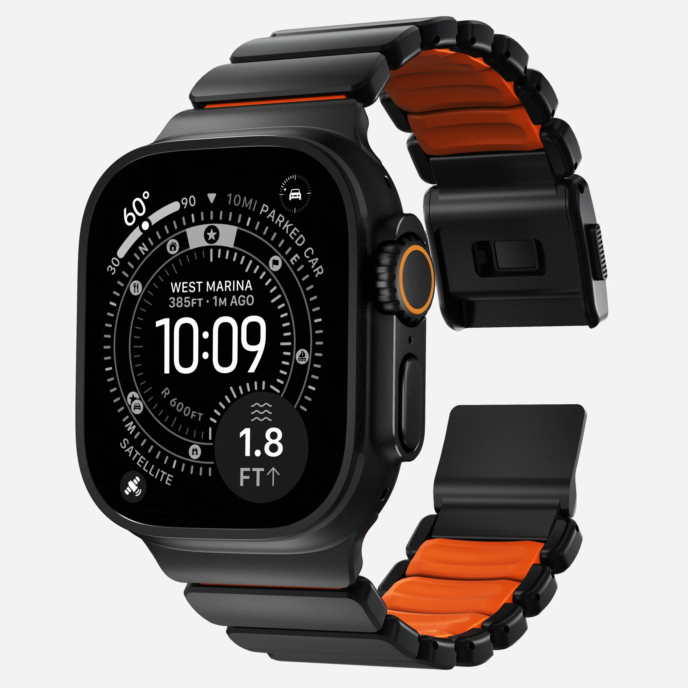 Ремінець Nomad Stratos Band Black Hardware для Apple Watch 46mm/49mm - Ultra Orange (NM011116858)