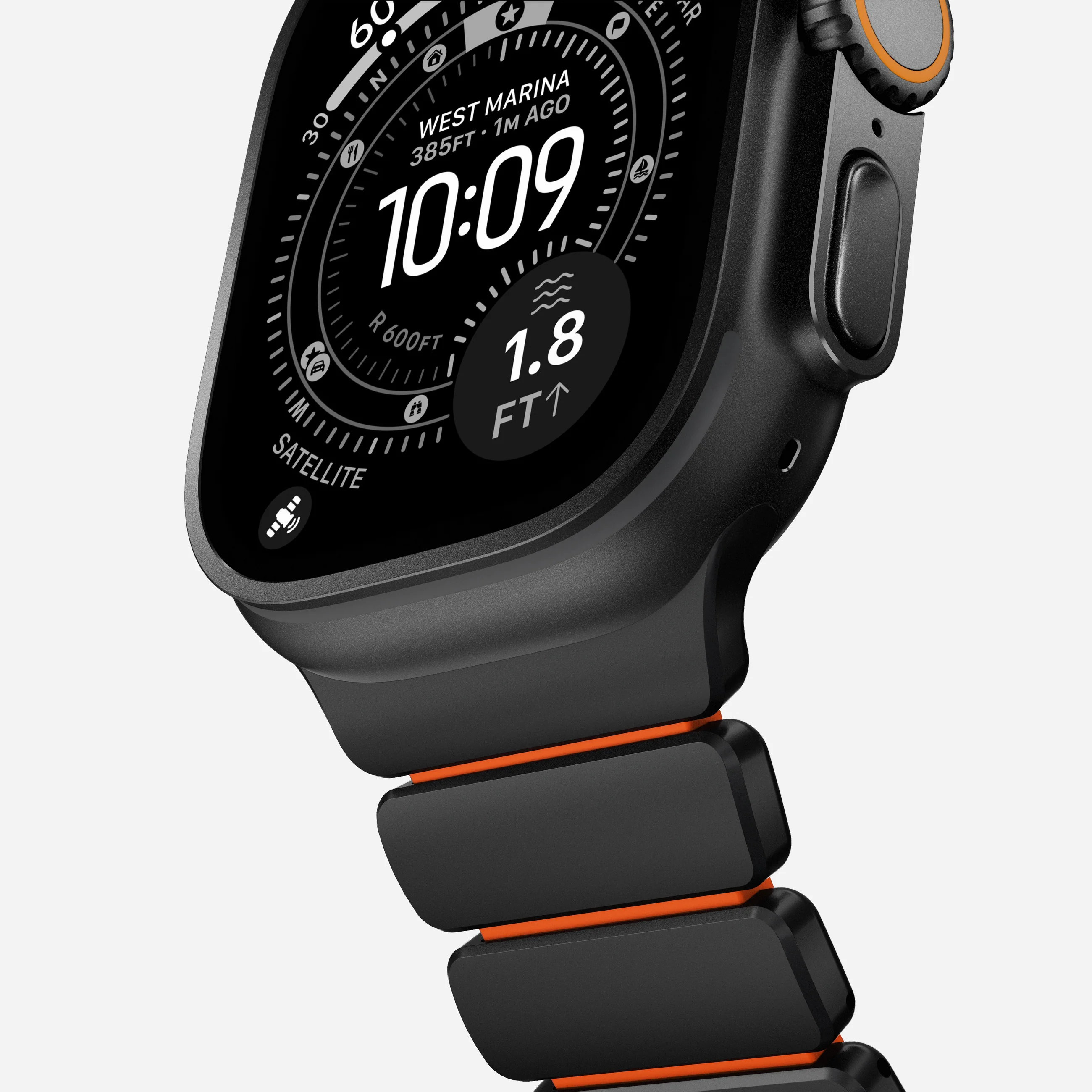 Ремінець Nomad Stratos Band Black Hardware для Apple Watch 46mm/49mm - Ultra Orange (NM011116858)