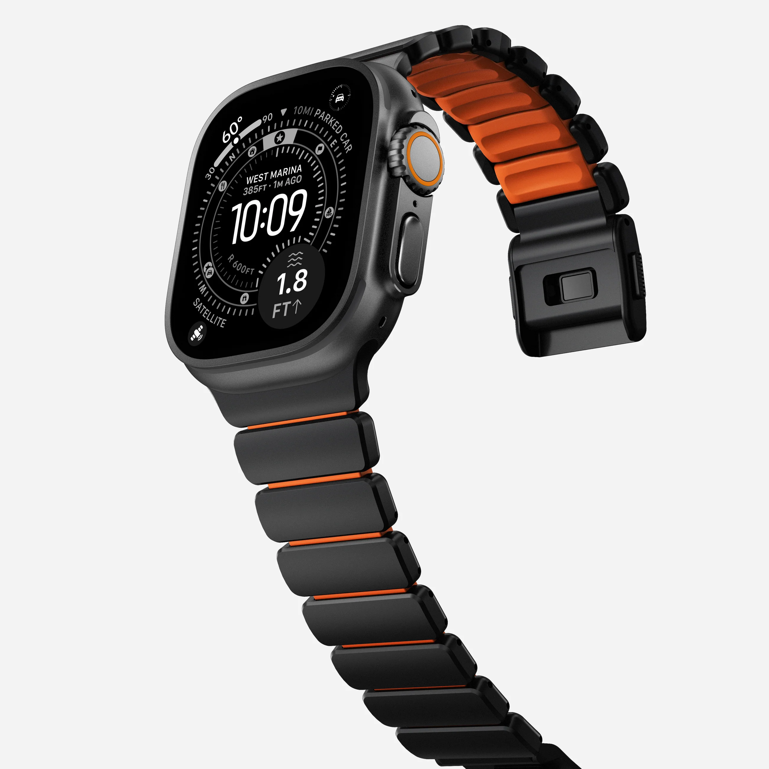 Ремінець Nomad Stratos Band Black Hardware для Apple Watch 46mm/49mm - Ultra Orange (NM011116858)