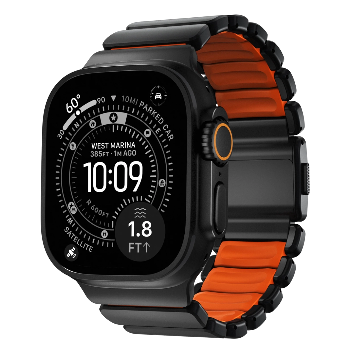 Ремінець Nomad Stratos Band Black Hardware для Apple Watch 46mm/49mm - Ultra Orange (NM011116858)