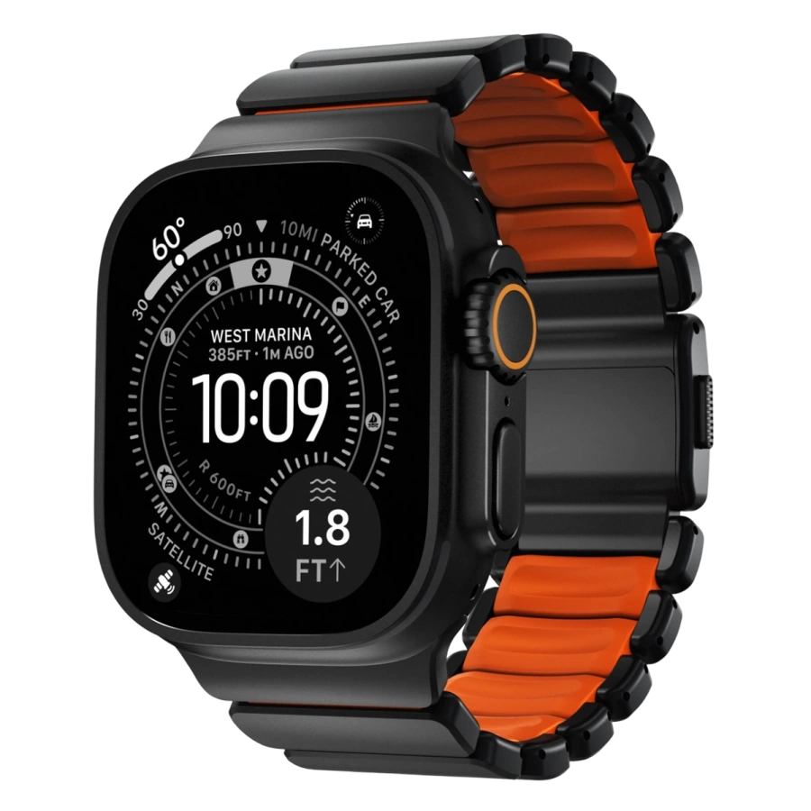 Ремешок Nomad Stratos Band Black Hardware для Apple Watch 46mm/49mm - Ultra Orange (NM011116858)