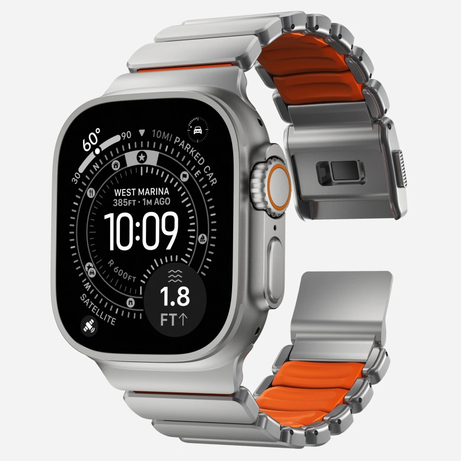 Ремінець Nomad Stratos Band Natural Hardware для Apple Watch 46mm/49mm - Ultra Orange (NM011123858)