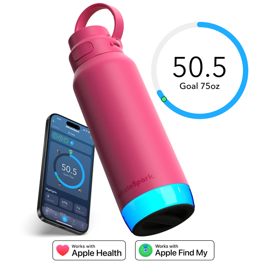 Умная бутылка для воды HidrateSpark PRO 2 Smart Bottle - Chug & Straw Lid 32oz/946 ml - Flamingo