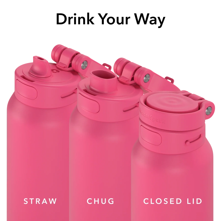 Умная бутылка для воды HidrateSpark PRO 2 Smart Bottle - Chug & Straw Lid 32oz/946 ml - Flamingo