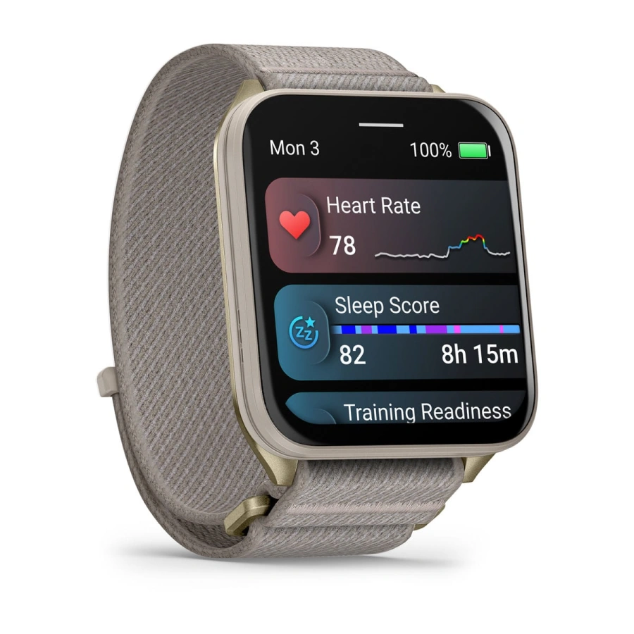 Смарт-годинник Garmin Venu X1 Soft Gold with Titanium Caseback and French Gray ComfortFit Nylon Band (010-02980-09)