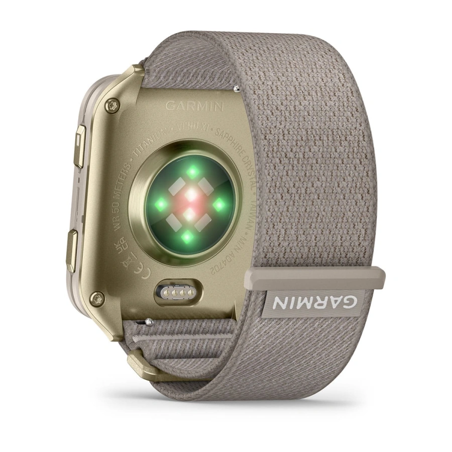 Смарт-годинник Garmin Venu X1 Soft Gold with Titanium Caseback and French Gray ComfortFit Nylon Band (010-02980-09)