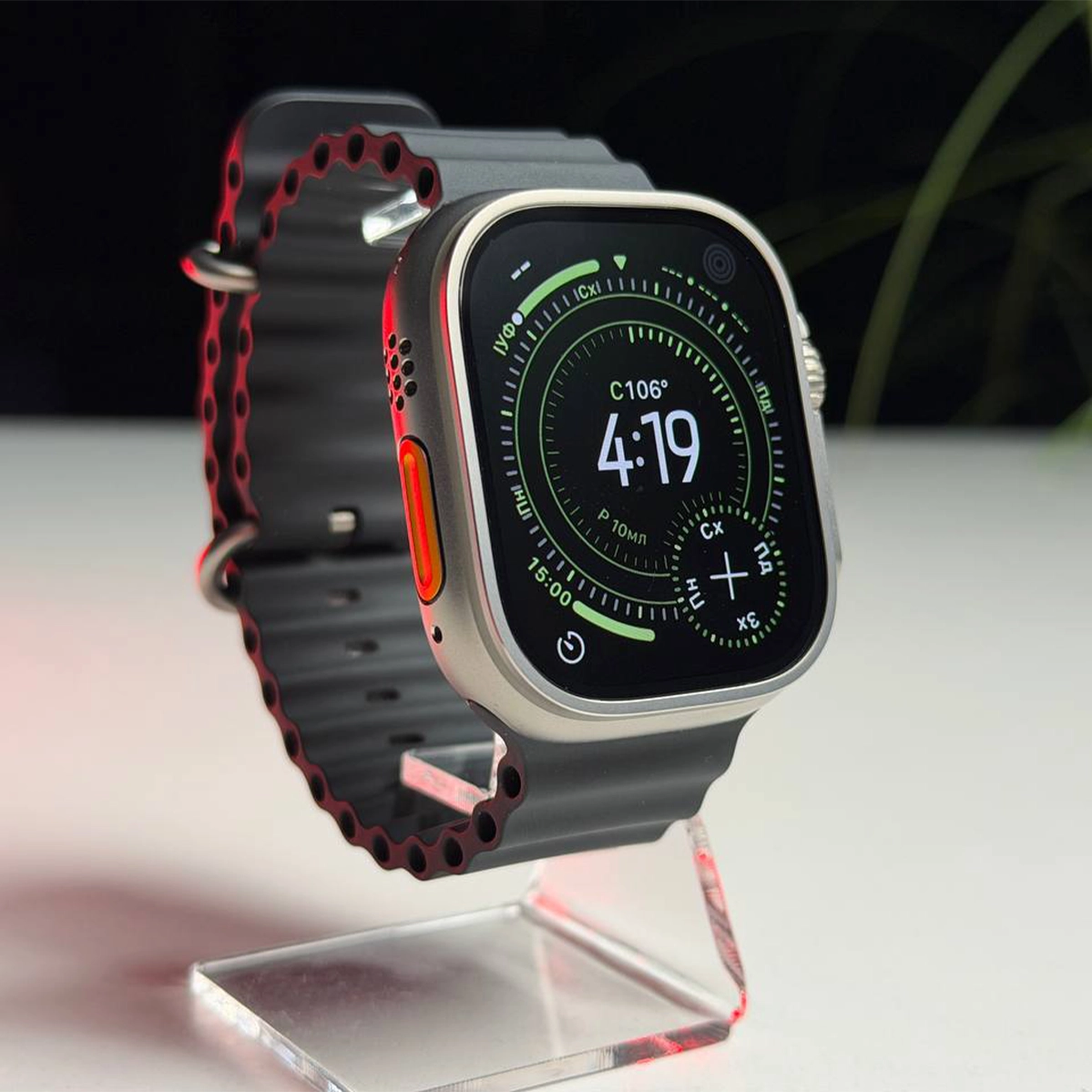 ВЖИВАНИЙ Б/У Apple Watch Ultra 3 GPS + Cellular 49mm Natural Titanium Case with Black Ocean Band (MF1V4+MXTL3) - Состояние: хороший | Аккумулятор: 100% | Комплектация: часы, зарядка | Гарантия: 3 мес.