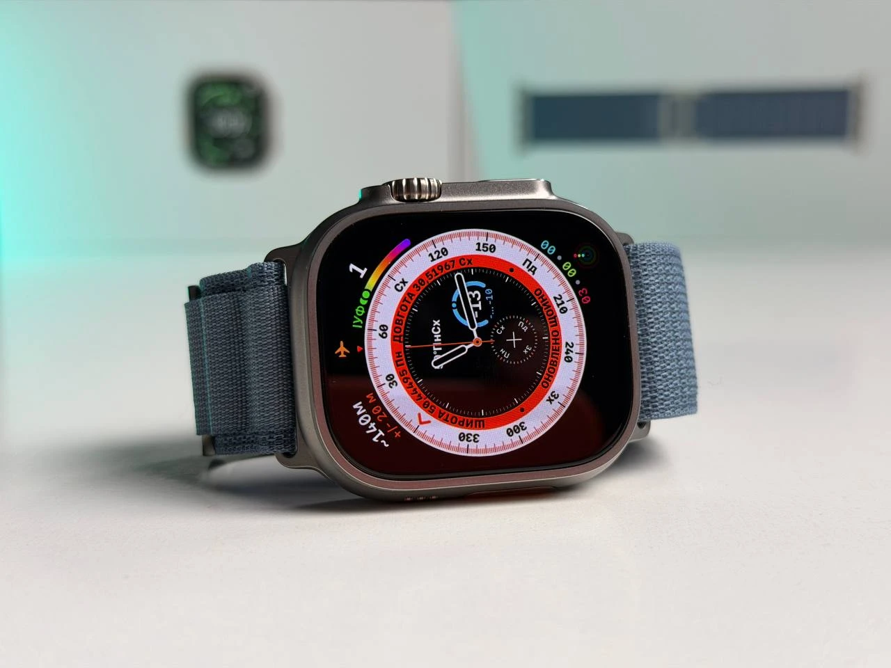 OPEN BOX Apple Watch Ultra 3 GPS + Cellular 49mm Natural Titanium Case with Light Blue Alpine Loop - Large (MEWP4) - Состояние: идеальный | Аккумулятор: 100% | Комплектация: полный | Гарантия: 6 мес.