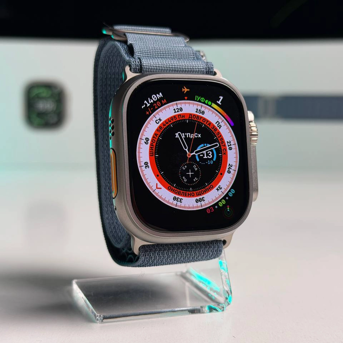 OPEN BOX Apple Watch Ultra 3 GPS + Cellular 49mm Natural Titanium Case with Light Blue Alpine Loop - Large (MEWP4) - Состояние: идеальный | Аккумулятор: 100% | Комплектация: полный | Гарантия: 6 мес.