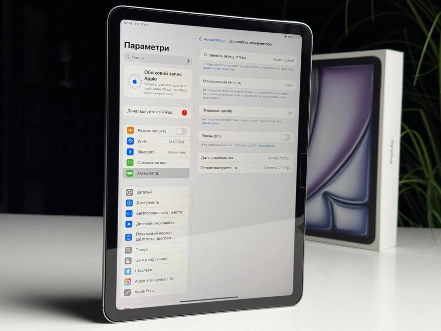 ВІТРИННИЙ Планшет Apple iPad Air 11'' M3 2025 Wi-Fi + Cellular 256GB Space Gray (MCG04) - Стан: ідеальний | Акумулятор: 100% | Комплектація: повний | Гарантія: 3 міс.