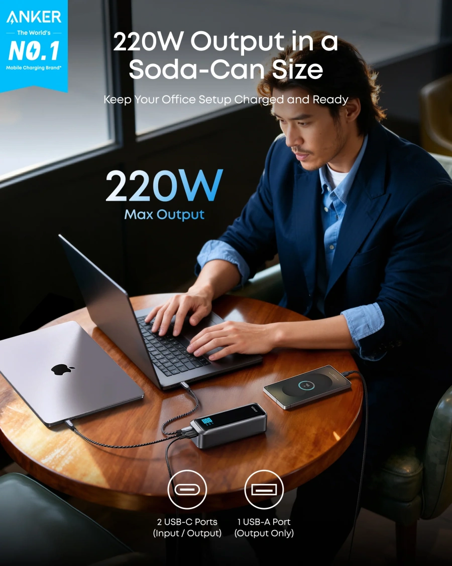Внешний аккумулятор [павербанк] Anker Prime Power Bank 20K 220W (A110BH11)