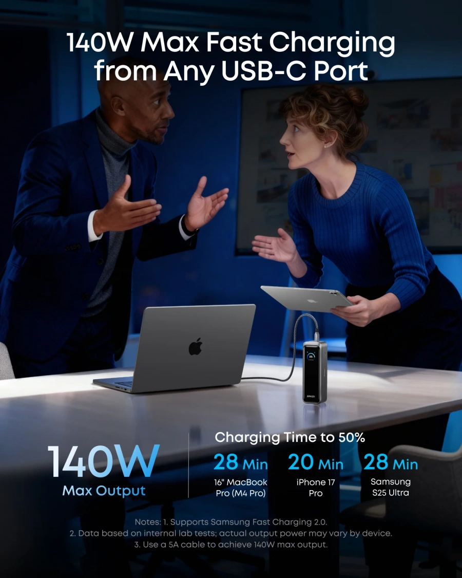 Внешний аккумулятор [павербанк] Anker Prime Power Bank 20K 220W (A110BH11)