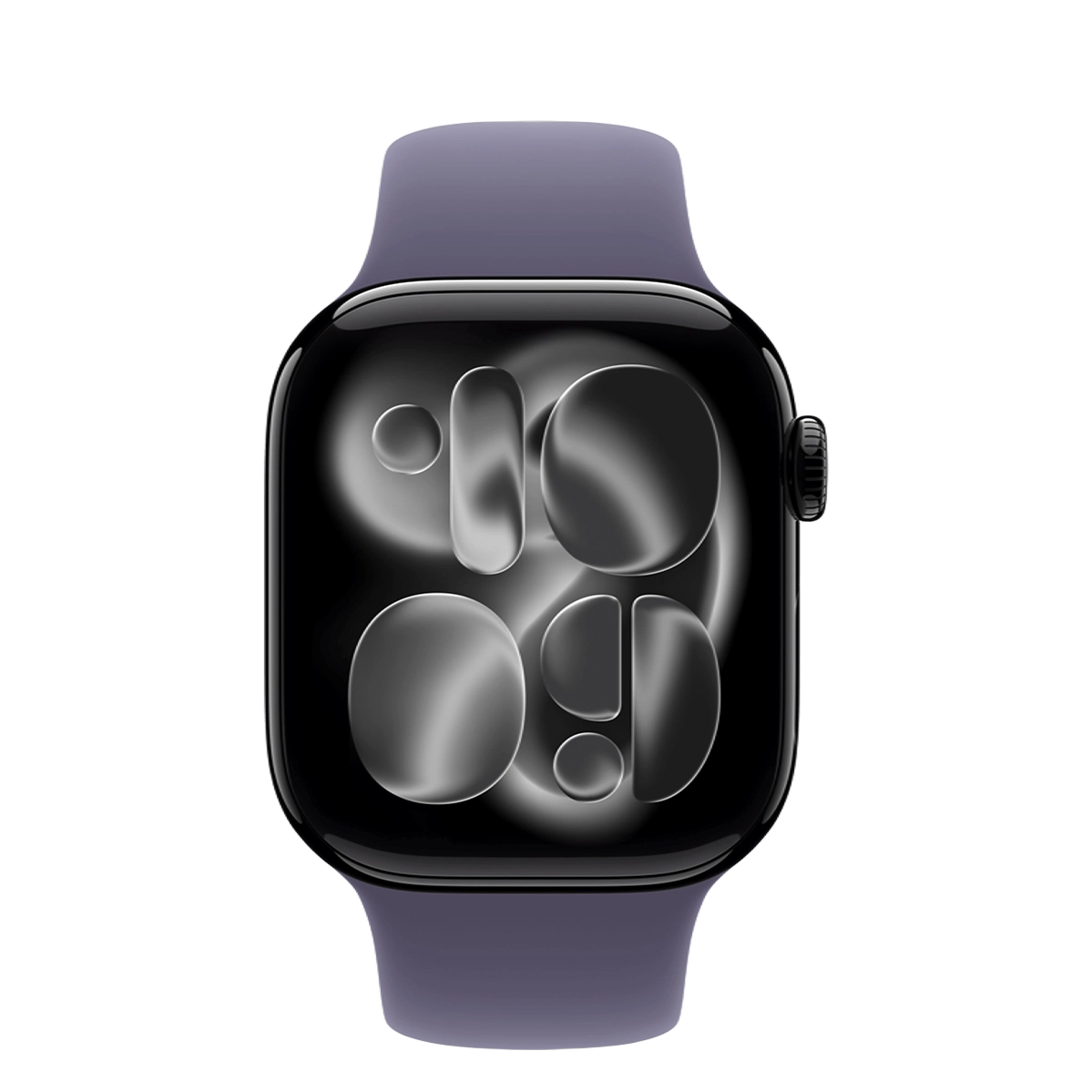 Apple Watch Series 11 GPS 42mm Jet Black Aluminum Case with Purple Fog Sport Band - S/M (MEW04+MFGG4)