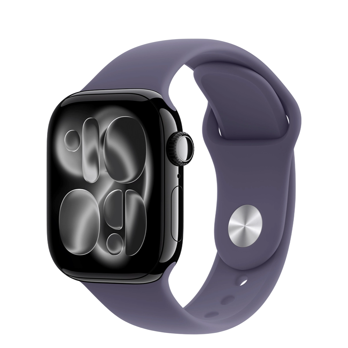 Apple Watch Series 11 GPS 42mm Jet Black Aluminum Case with Purple Fog Sport Band - S/M (MEW04+MFGG4)