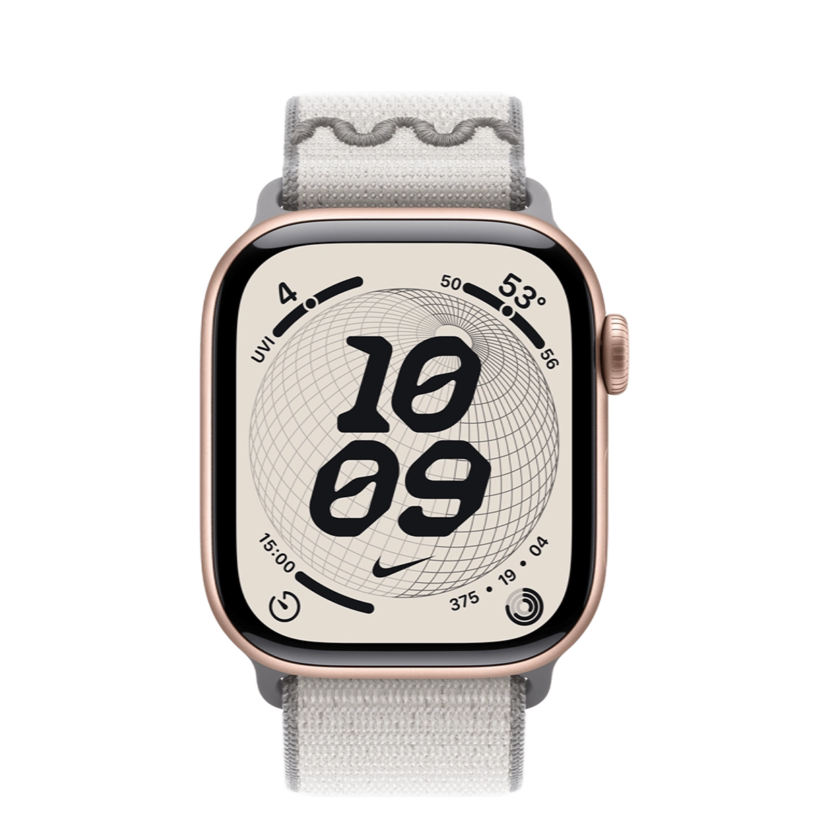 Apple Watch Series 11 GPS 42mm Rose Gold Aluminium Case with Veiled Gray Nike Sport Loop (MEW24+MGCY4)