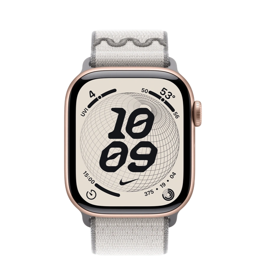 Apple Watch Series 11 GPS 42mm Rose Gold Aluminium Case with Veiled Gray Nike Sport Loop (MEW24+MGCY4)