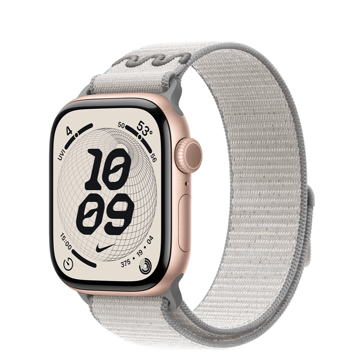Apple Watch Series 11 GPS 42mm Rose Gold Aluminium Case with Veiled Gray Nike Sport Loop (MEW24+MGCY4)