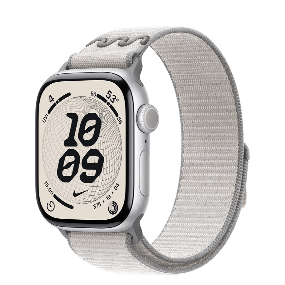 Apple Watch Series 11 GPS 42mm Silver Aluminum Case with Nike Veiled Gray Sport Loop (MEW34+MGCY4)
