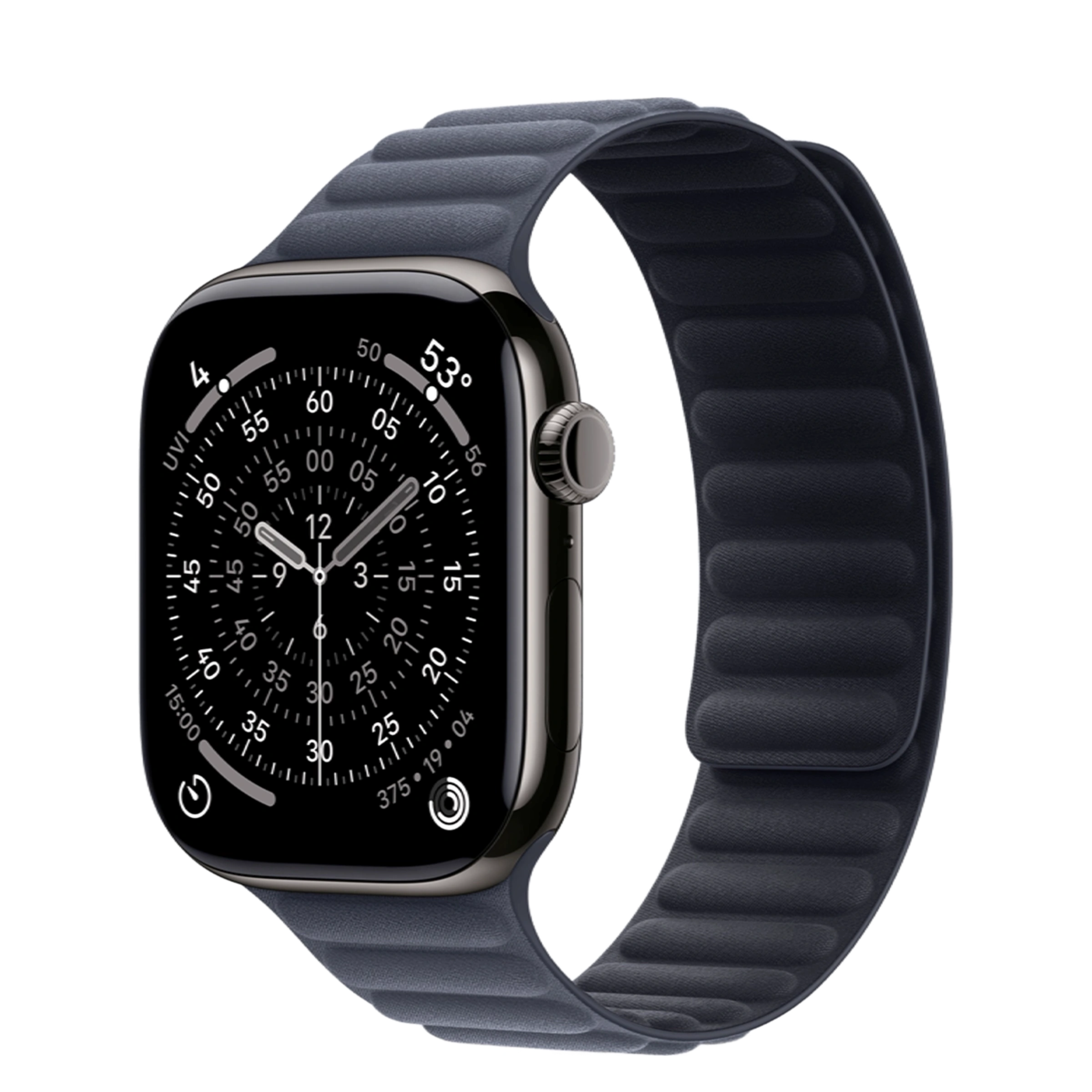 Apple Watch Series 11 GPS + Cellular 46mm Slate Titanium Case with Navy Magnetic Link - S/M (MFC14+MGDH4)