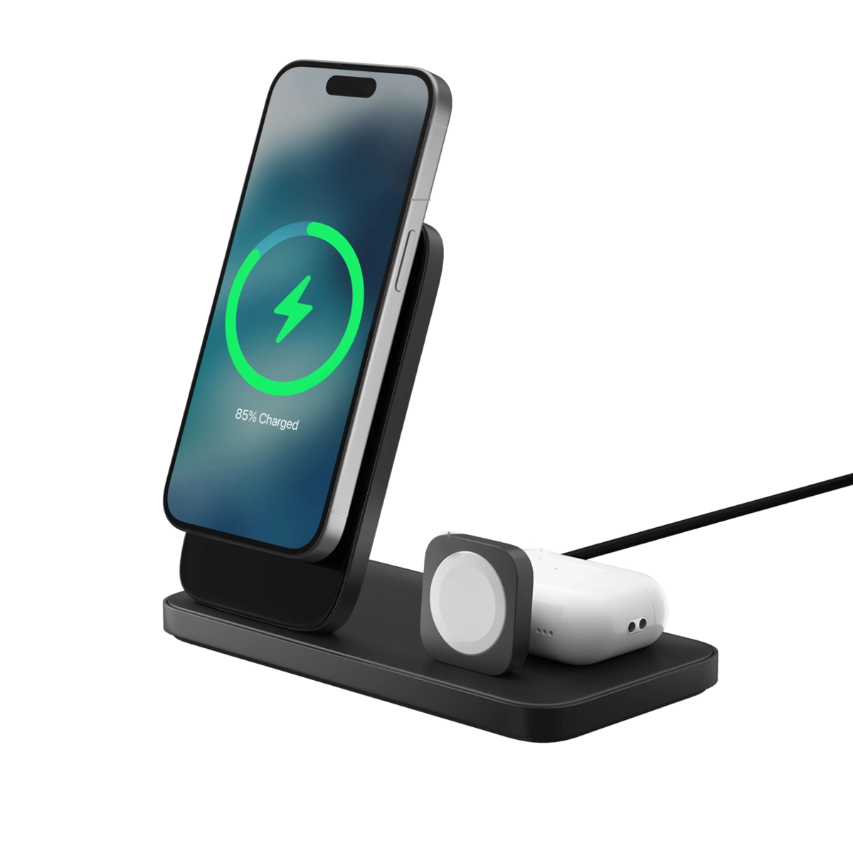 Бездротовий зарядний пристрій Nomad Stand One Max Qi2 25W 3-in-1 Charger - Carbide (NM014490858)