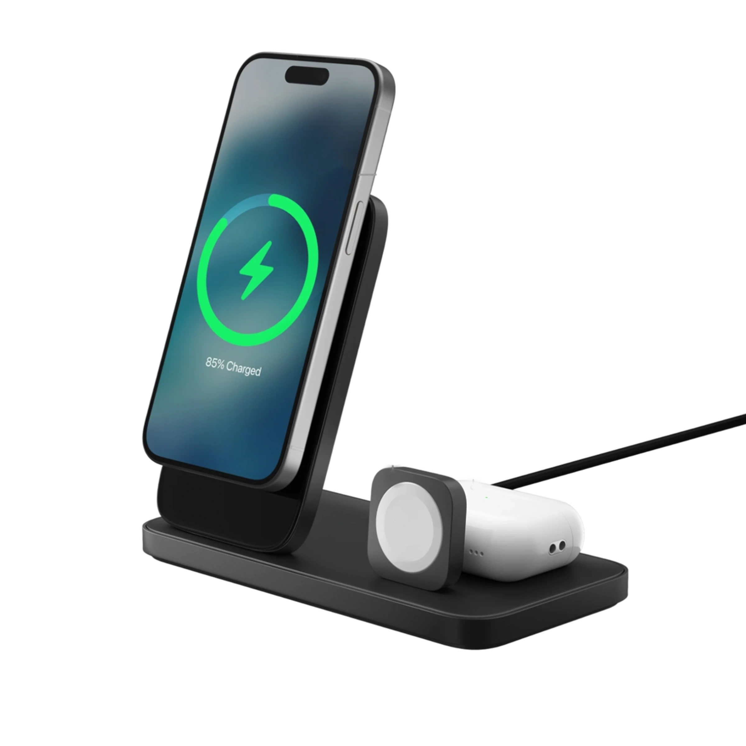 Бездротовий зарядний пристрій Nomad Stand One Max Qi2 25W 3-in-1 Charger - Carbide (NM014490858)