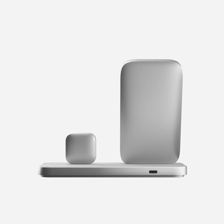 Беспроводное зарядное устройство Nomad Stand One Max Qi2 25W 3-in-1 Charger - Silver (NM014506858)