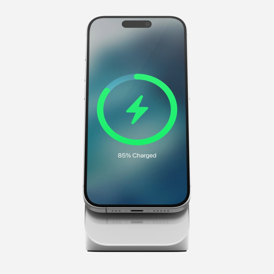 Беспроводное зарядное устройство Nomad Stand One Qi2 25W 2-in-1 Charger - Silver (NM014513858)