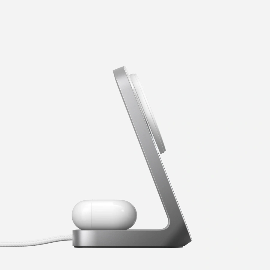 Беспроводное зарядное устройство Nomad Stand One Qi2 25W 2-in-1 Charger - Silver (NM014513858)