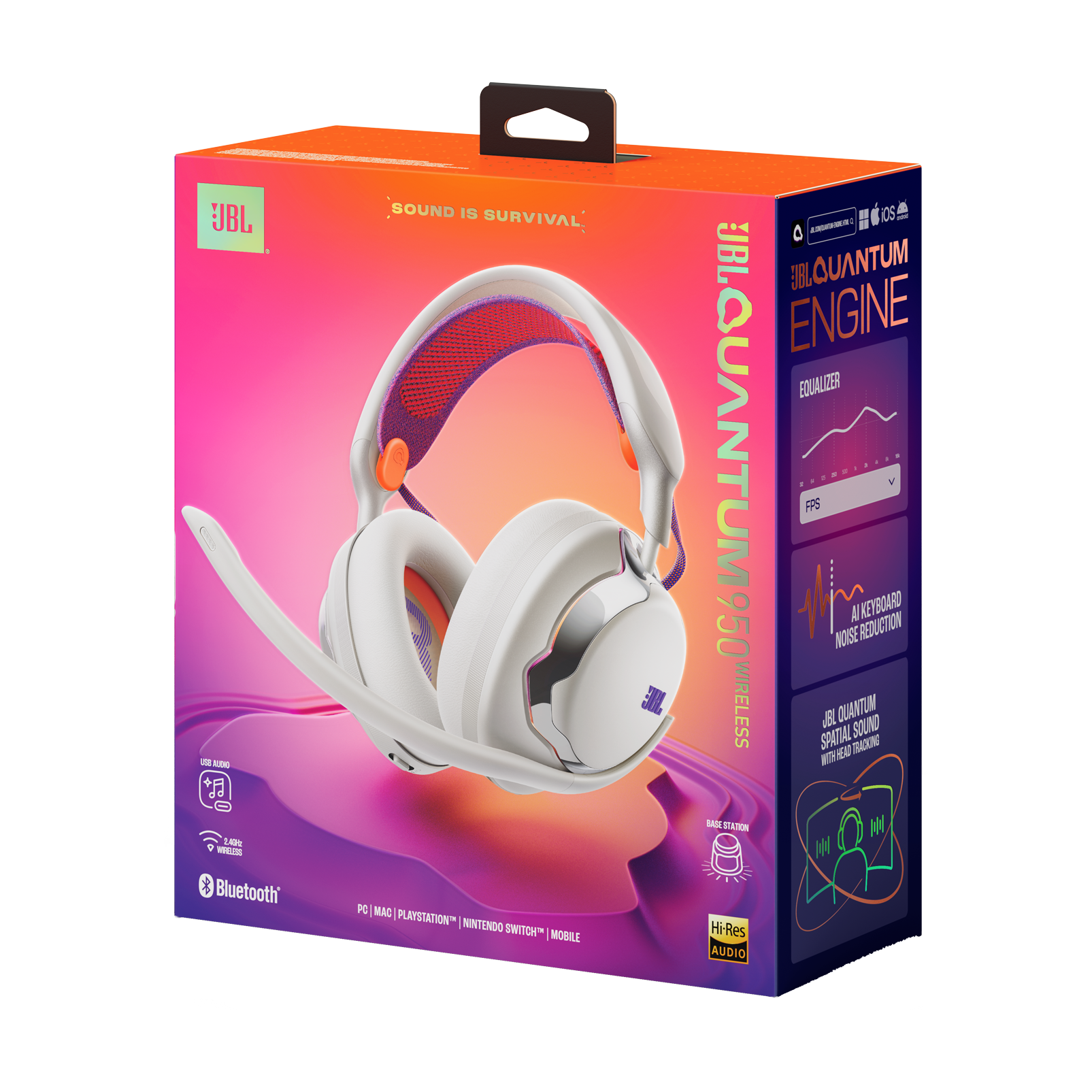 Ігрові бездротові навушники JBL Quantum 950 Wireless Multiplatform Gaming Headset - White (JBLQTUM950WHT)