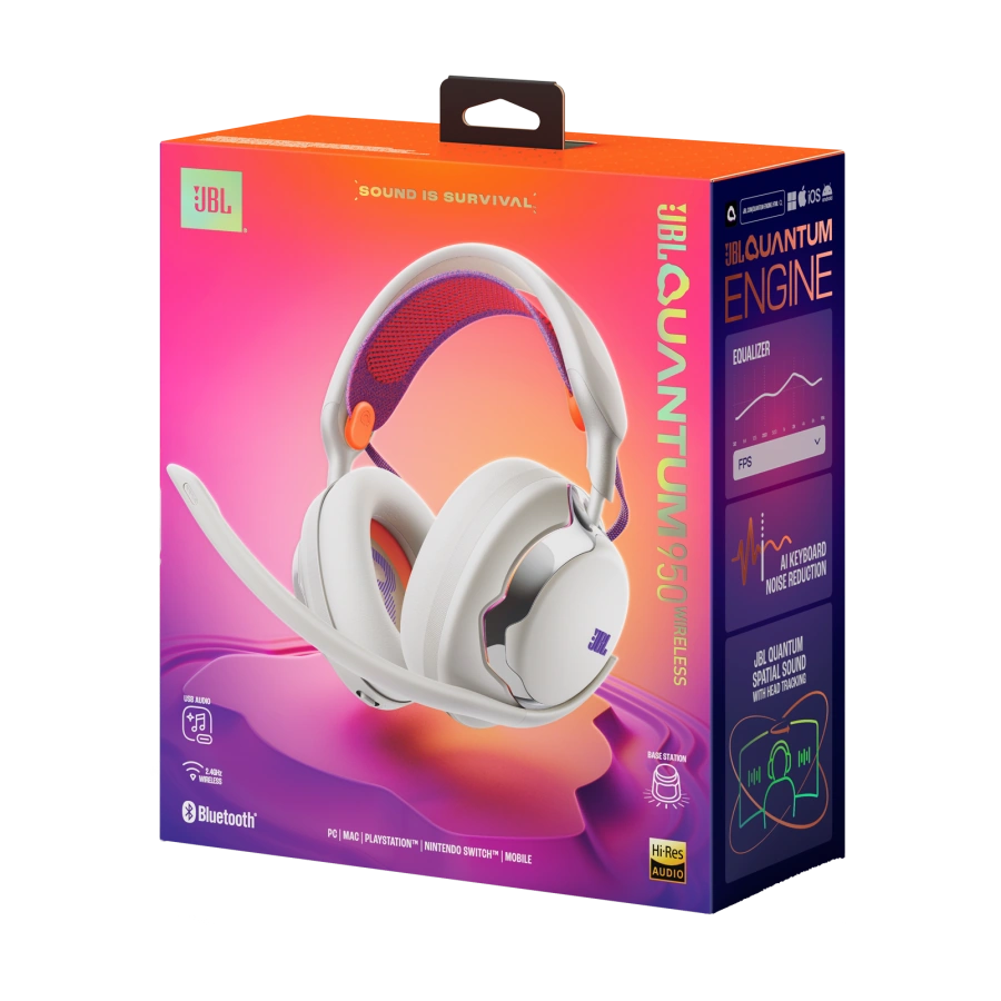 Ігрові бездротові навушники JBL Quantum 950 Wireless Multiplatform Gaming Headset - White (JBLQTUM950WHT)