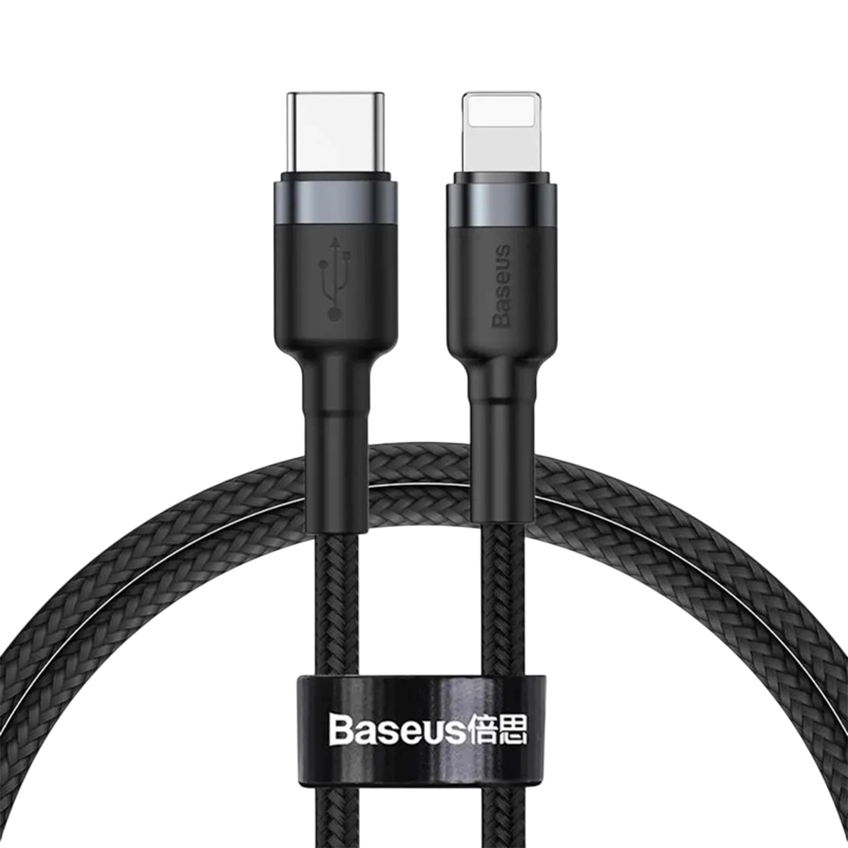Кабель Baseus Cafule USB-C to Lightning Cable 20W, 1m - Gray/Black (CATLKLF-G1)