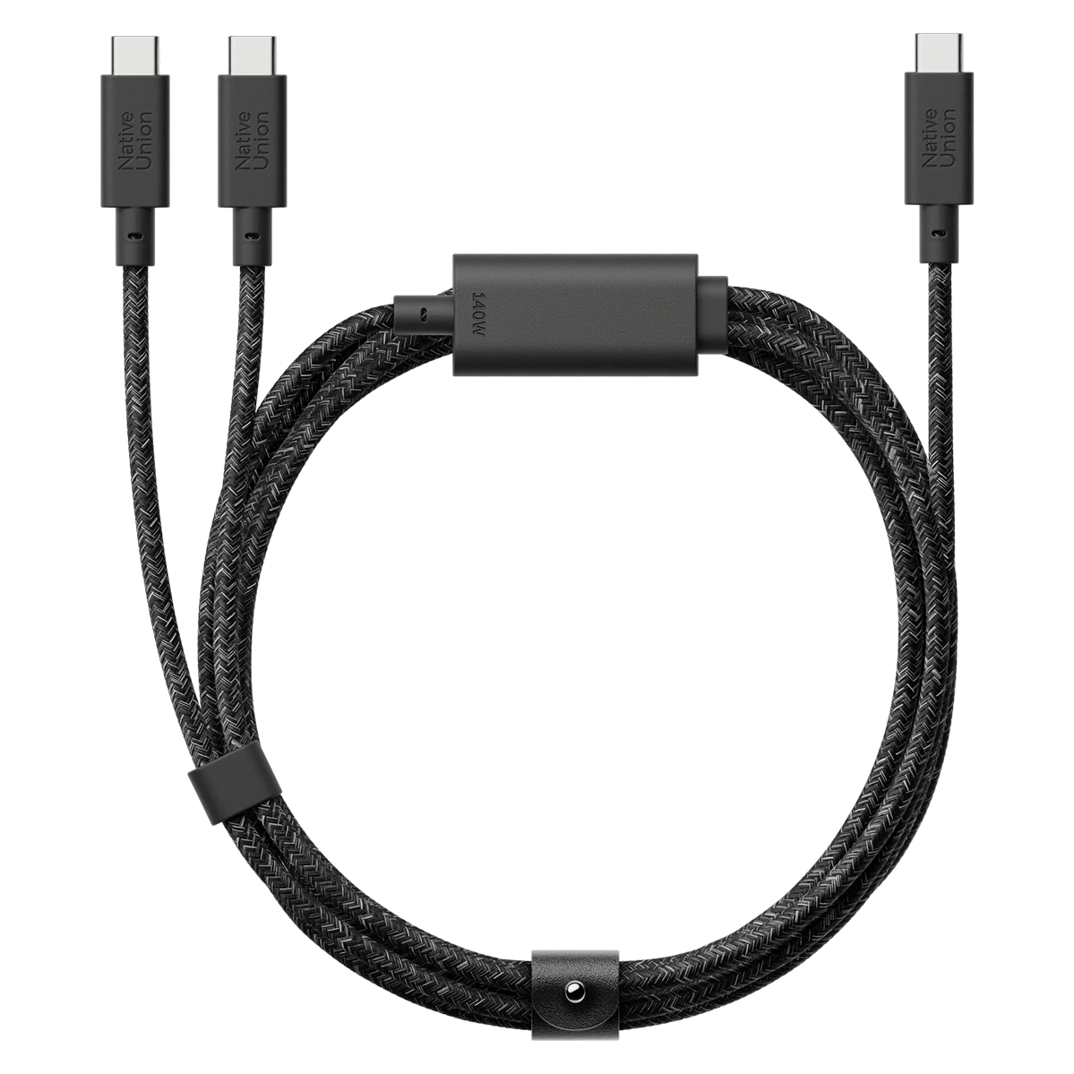 Кабель Native Union Belt Cable 2-in-1 USB-C to USB-C & USB-C Cable 140W [2m] - Cosmos Black (BELT-C-2C-COS-NP)