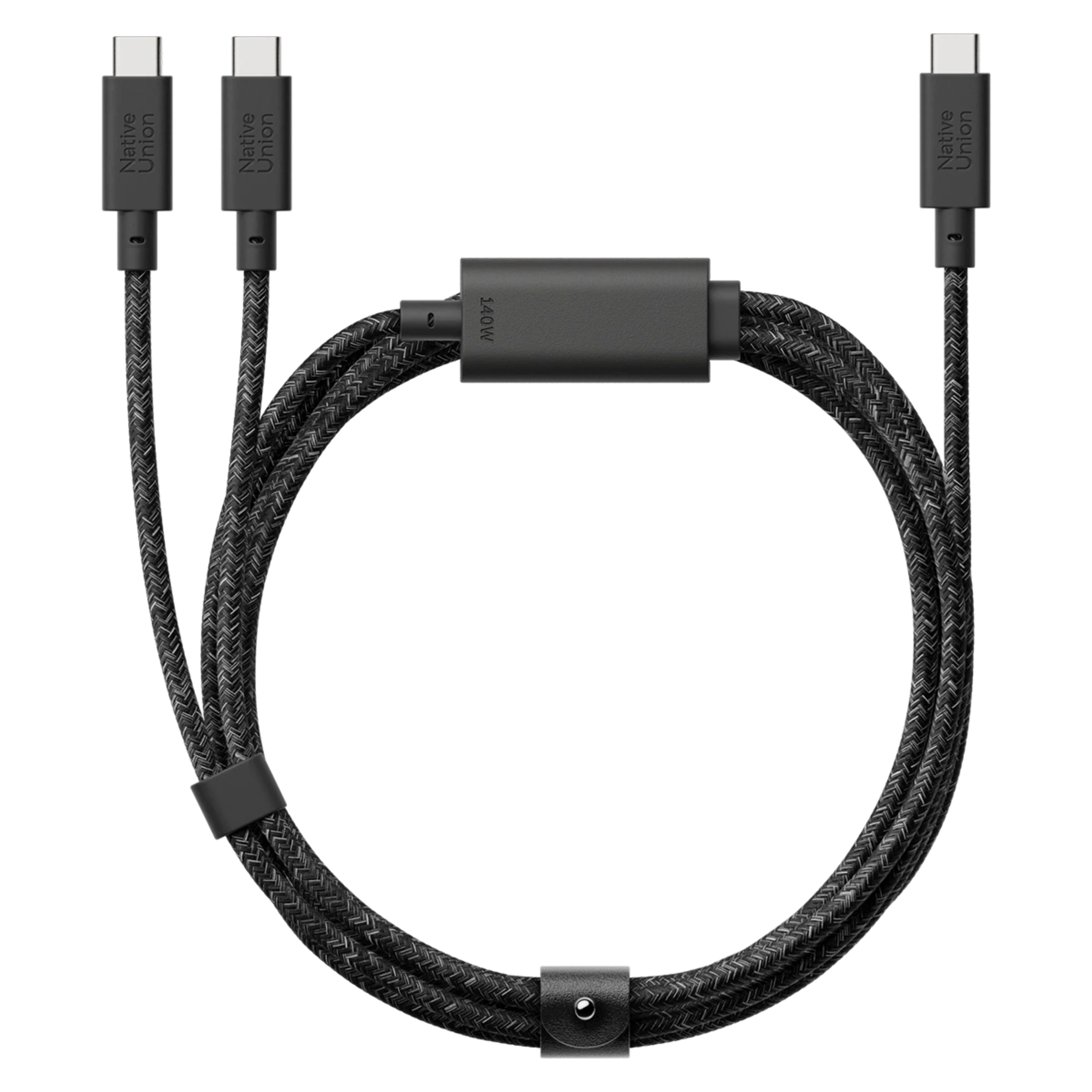 Кабель Native Union Belt Cable 2-in-1 USB-C to USB-C & USB-C Cable 140W [2m] - Cosmos Black (BELT-C-2C-COS-NP)